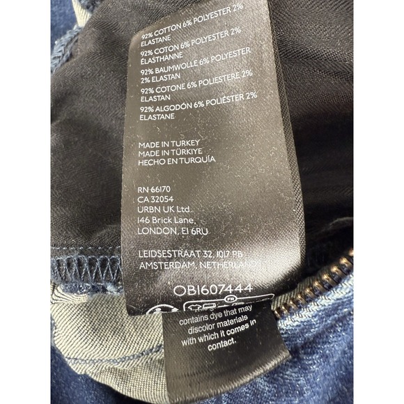 Free People Jumpsuit Womens Size XL Jayde Flare Leg Dark Blue Denim Zip - Picture 13 of 13